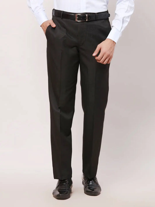 Park Avenue Men Fawn Structure Smart Fit Polyester Blend Trouser