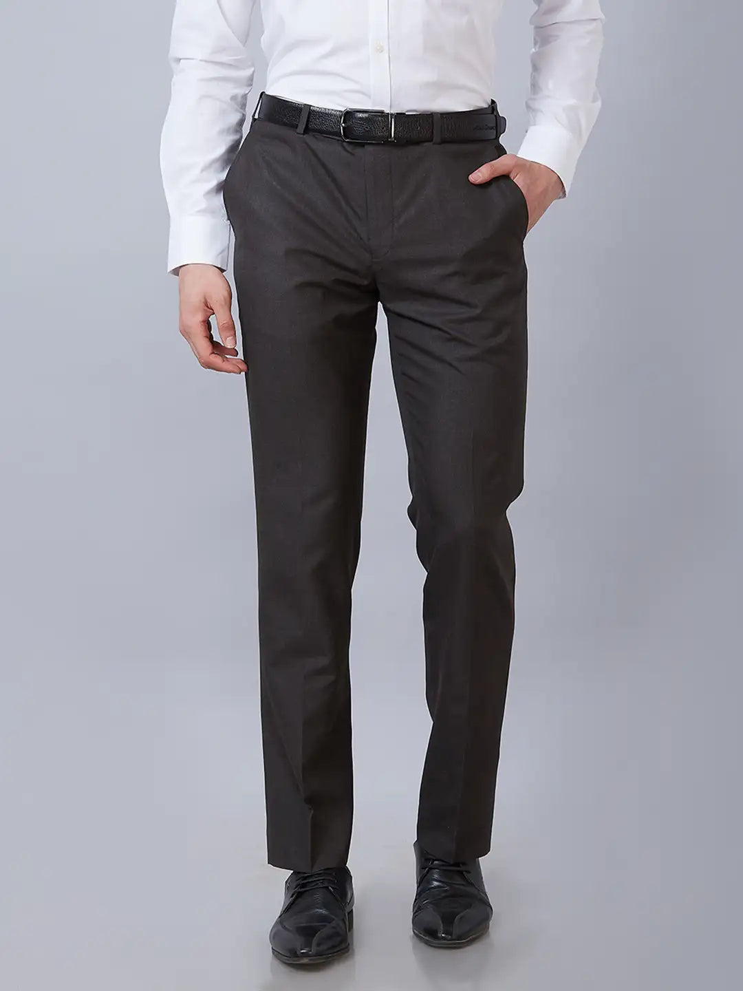 Park Avenue Men Brown Smart Fit Structure Linen Trousers