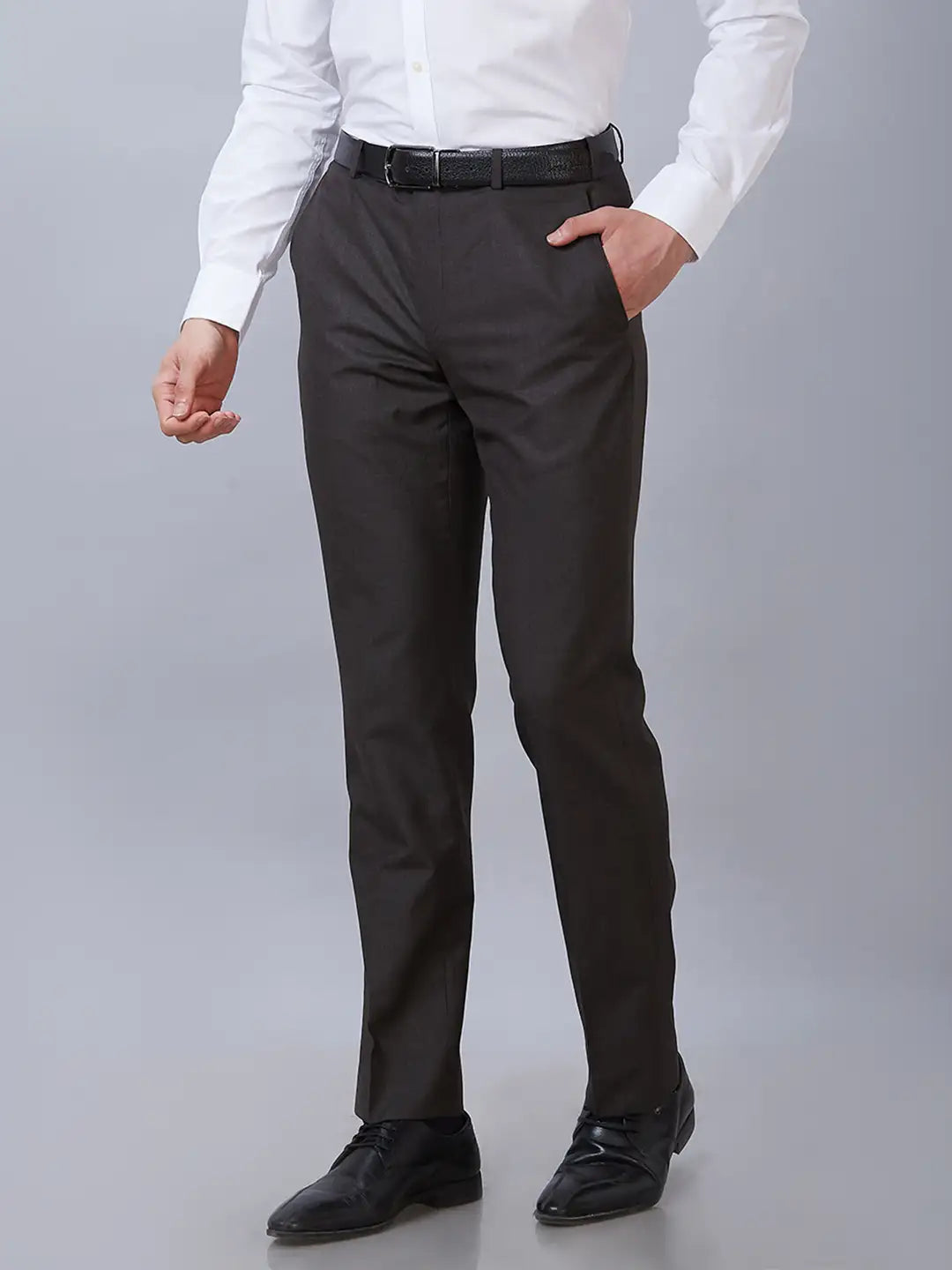 Park Avenue Men Brown Smart Fit Structure Linen Trousers