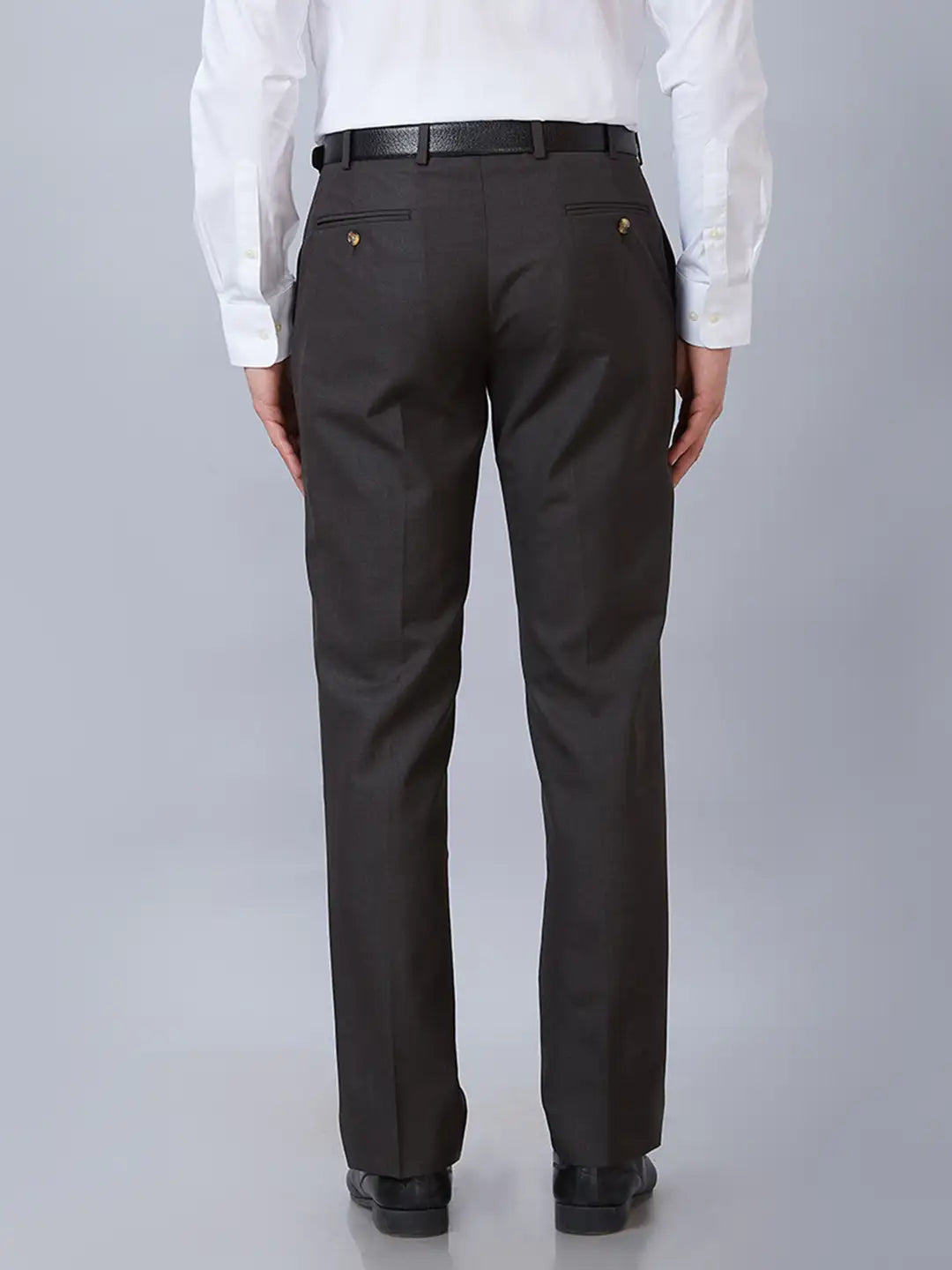 Park Avenue Men Brown Smart Fit Structure Linen Trousers