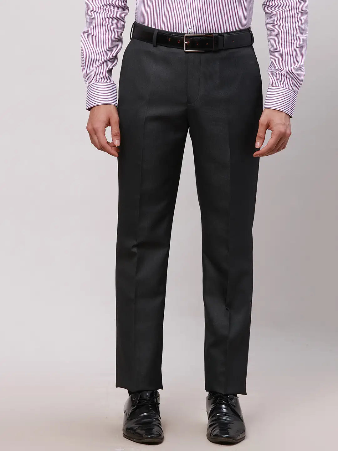 Park Avenue Men Petrol Smart Fit Structure Cotton Trousers