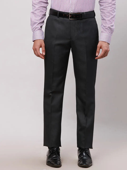Park Avenue Men Petrol Smart Fit Structure Cotton Trousers