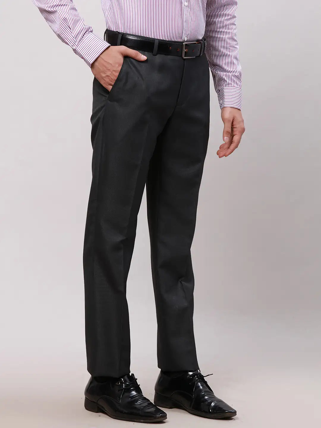 Park Avenue Men Petrol Smart Fit Structure Cotton Trousers