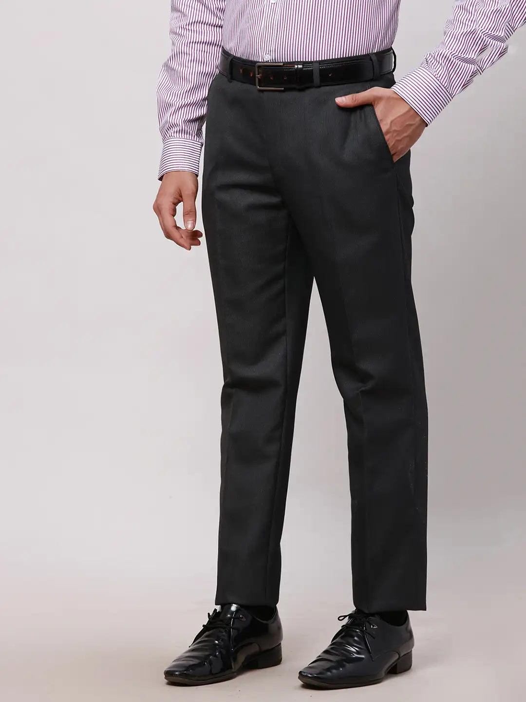 Park Avenue Men Petrol Smart Fit Structure Cotton Trousers