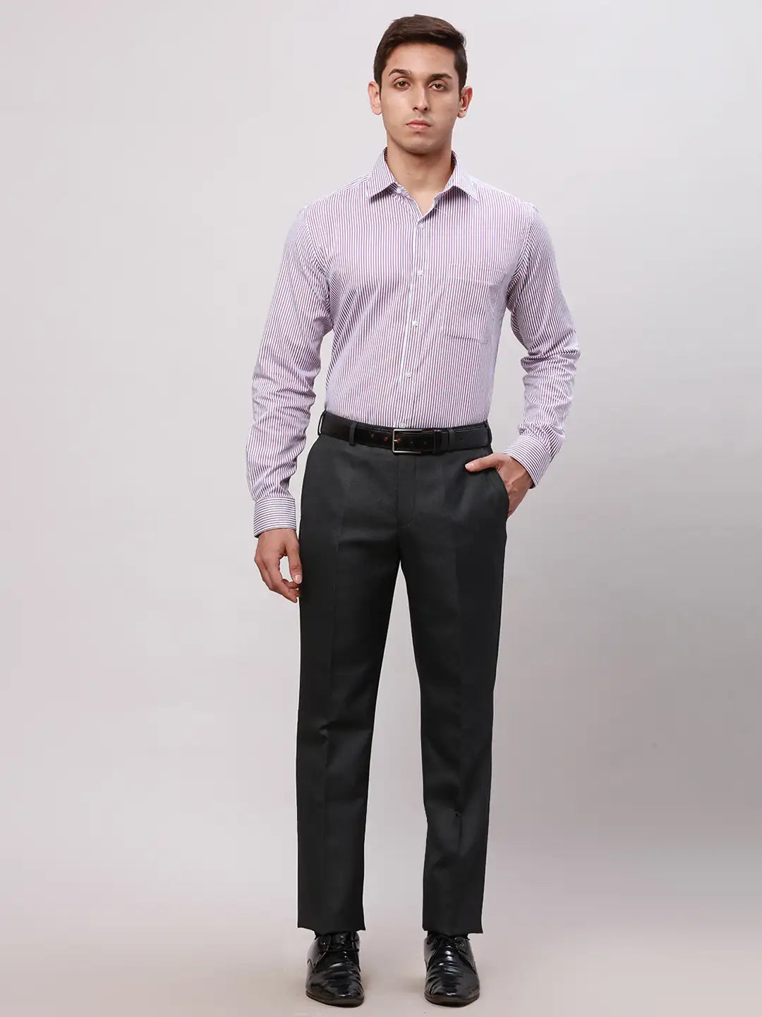 Park Avenue Men Petrol Smart Fit Structure Cotton Trousers