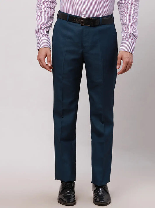 Park Avenue Men Grey Smart Fit Solid Cotton Trousers