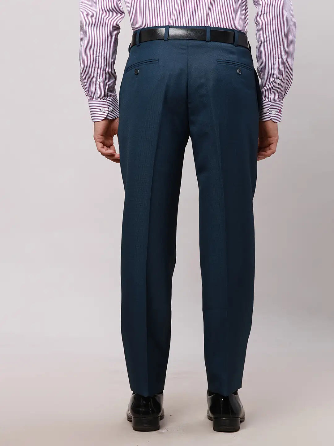 Park Avenue Men Grey Smart Fit Solid Cotton Trousers