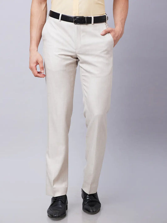 Park Avenue Men Blue Plain Smart Fit Polyester Blend Trouser