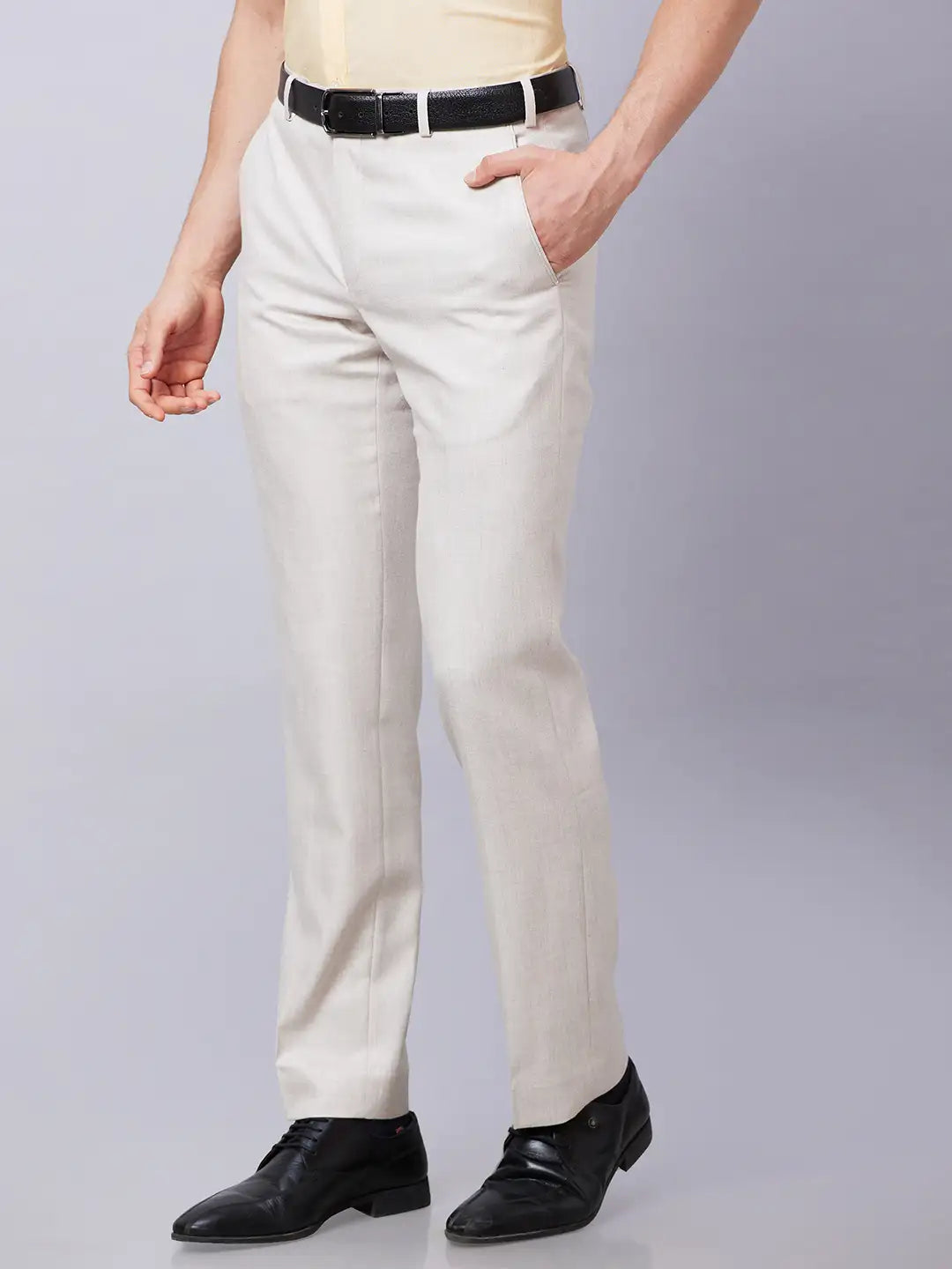 Park Avenue Men Blue Plain Smart Fit Polyester Blend Trouser