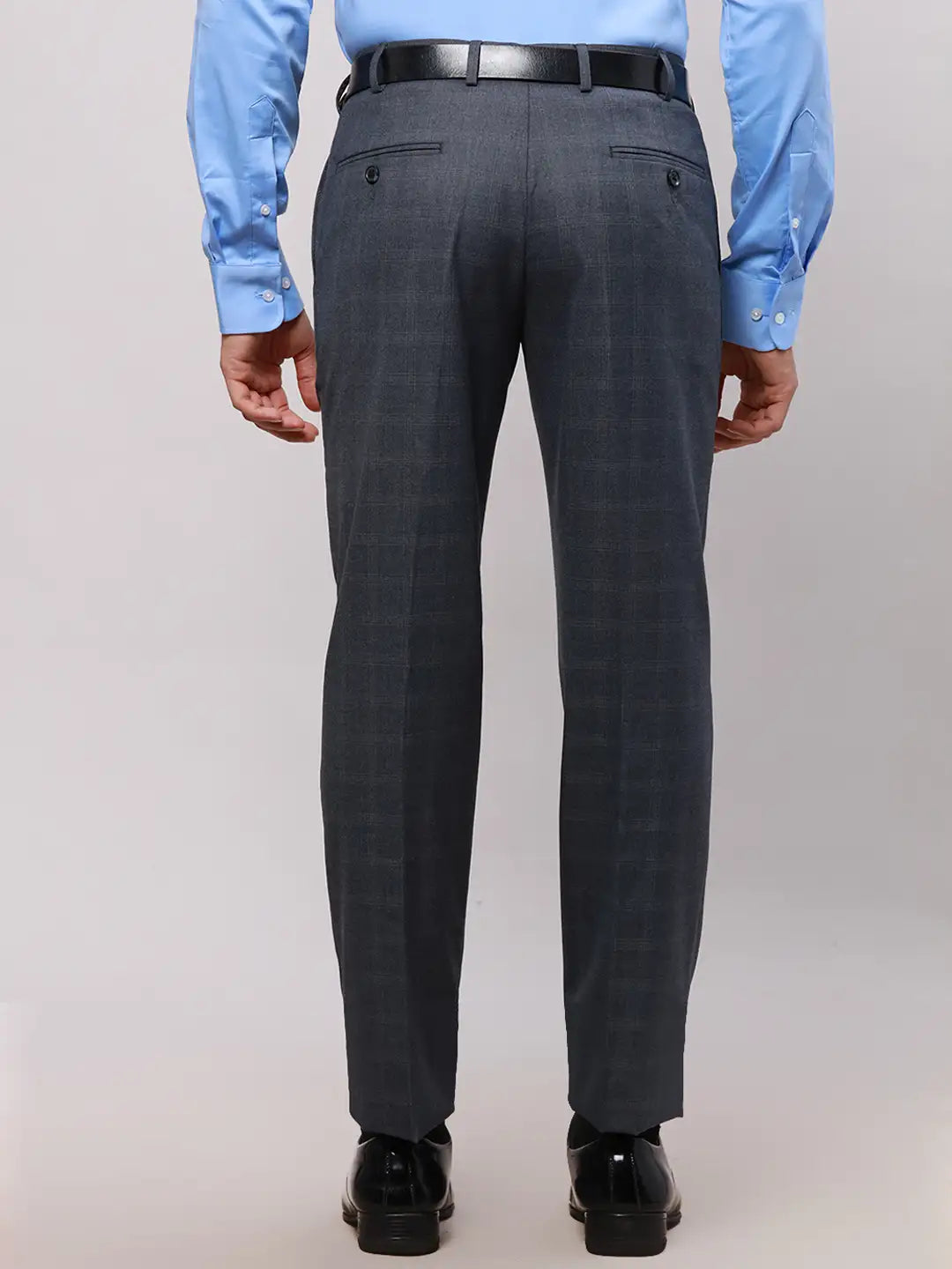 Park Avenue Men Blue Smart Fit Checks Cotton Trousers