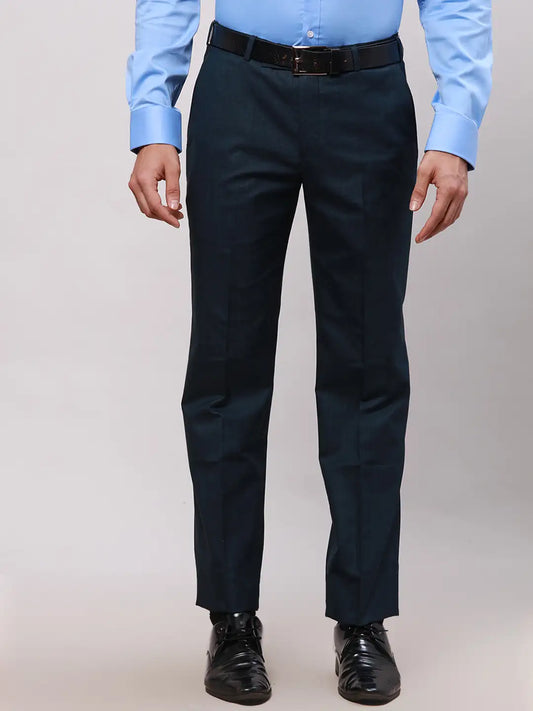Park Avenue Men Grey Smart Fit Solid Cotton Trousers