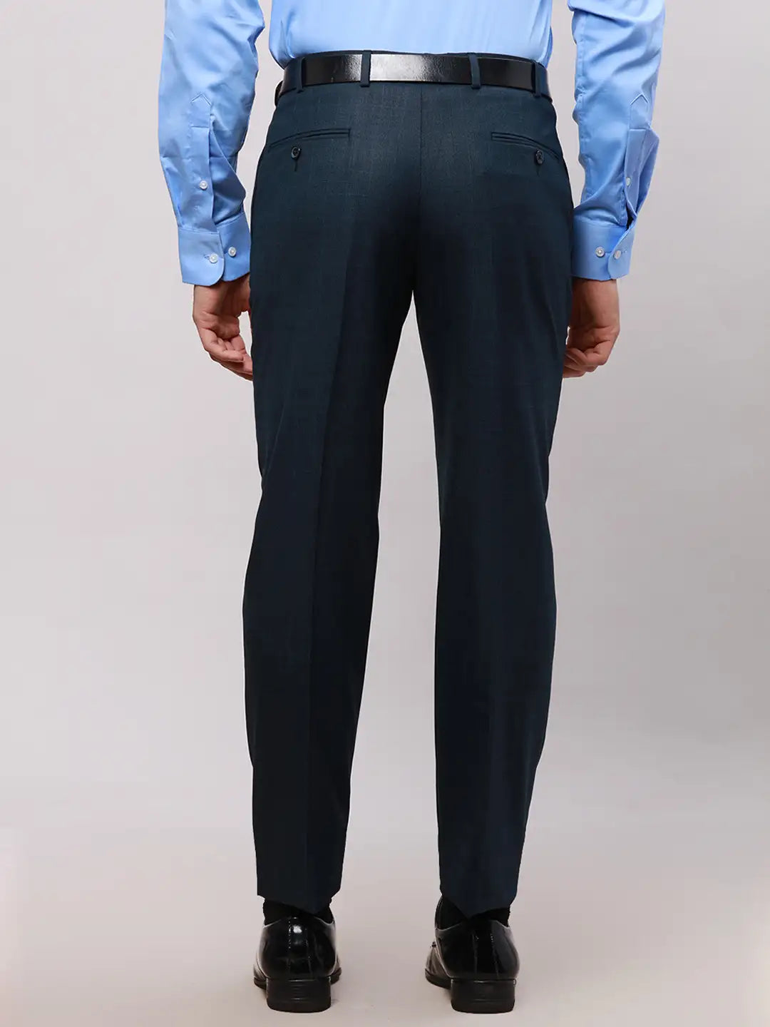 Park Avenue Men Grey Smart Fit Solid Cotton Trousers
