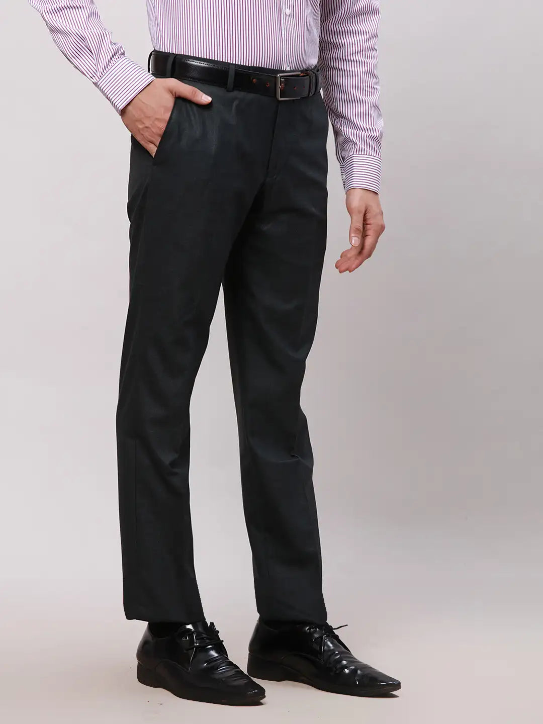 Park Avenue Men Brown Smart Fit Checks Cotton Trousers