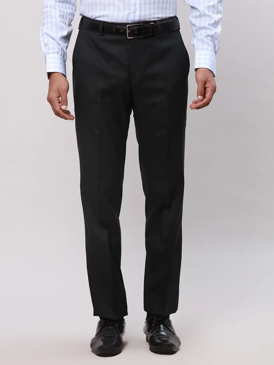 Park Avenue Men Grey Checks Smart Fit Polyester Blend Trousers