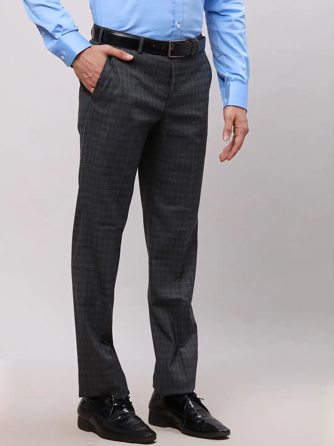 Park Avenue Men Grey Smart Fit Checks Cotton Trousers – MyRaymond