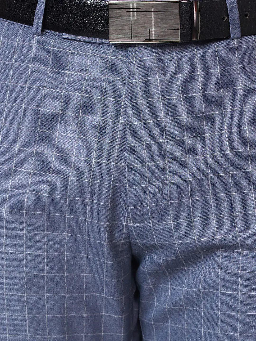 Park Avenue Men Blue Checks Smart Fit Polyester Blend Trouser