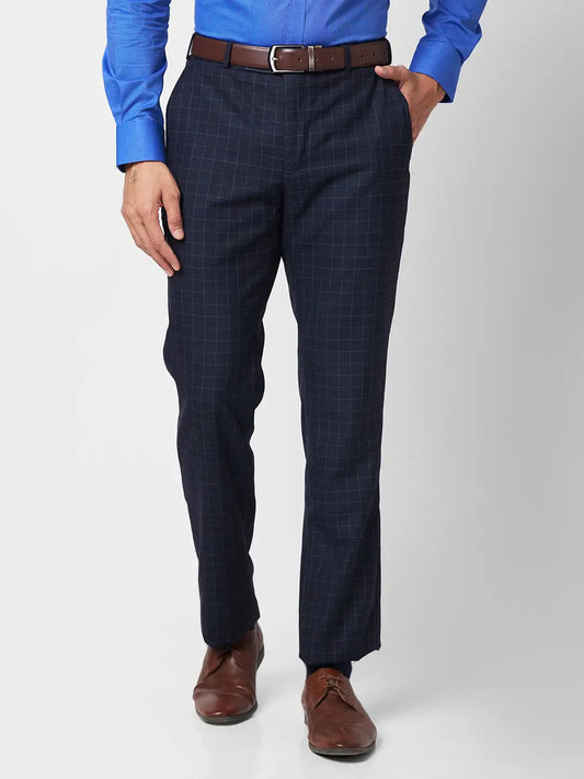 Park Avenue Men Grey Solid Smart Fit Polyester Blend Trouser