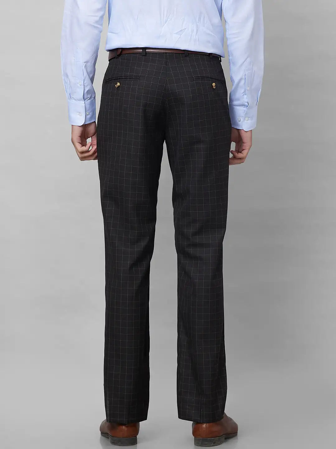 Park Avenue Men Fawn Structure Smart Fit Polyester Blend Trousers