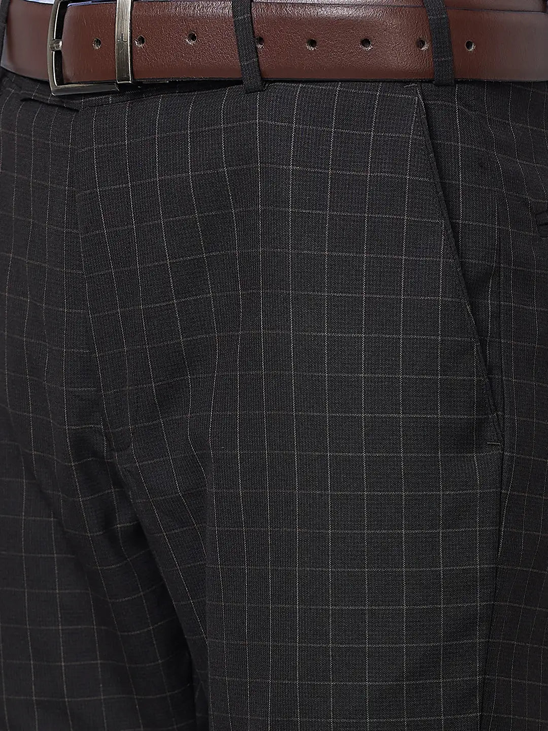 Park Avenue Men Fawn Structure Smart Fit Polyester Blend Trousers