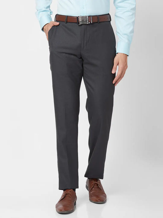 Park Avenue Men Blue Solid Smart Fit Polyester Blend Trouser