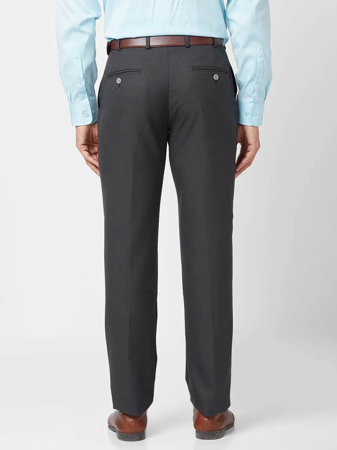 Park Avenue Men Blue Solid Smart Fit Polyester Blend Trouser