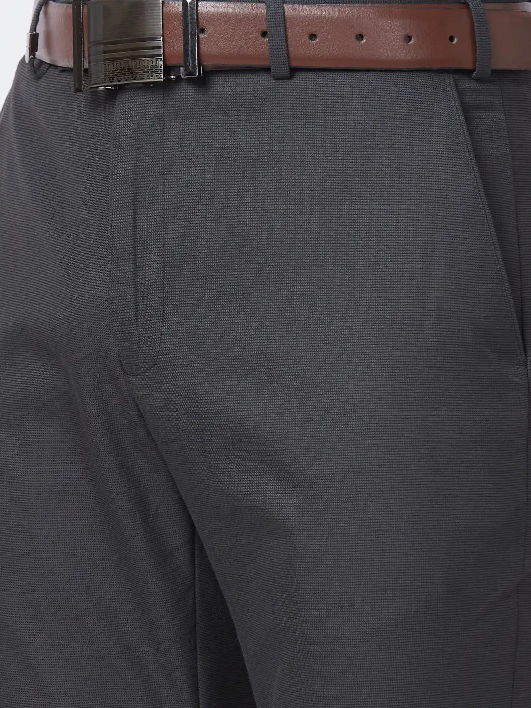 Park Avenue Men Blue Solid Smart Fit Polyester Blend Trouser