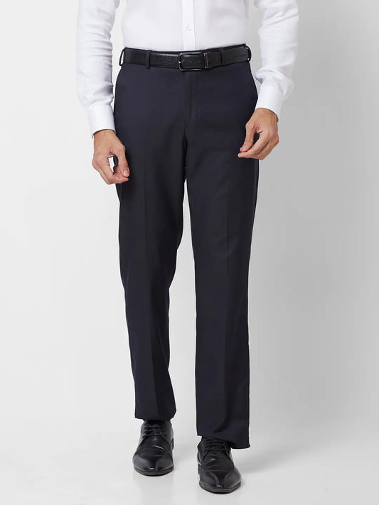 Park Avenue Men Black Smart Fit Solid Cotton Trousers