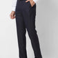 Park Avenue Men Black Smart Fit Solid Cotton Trousers