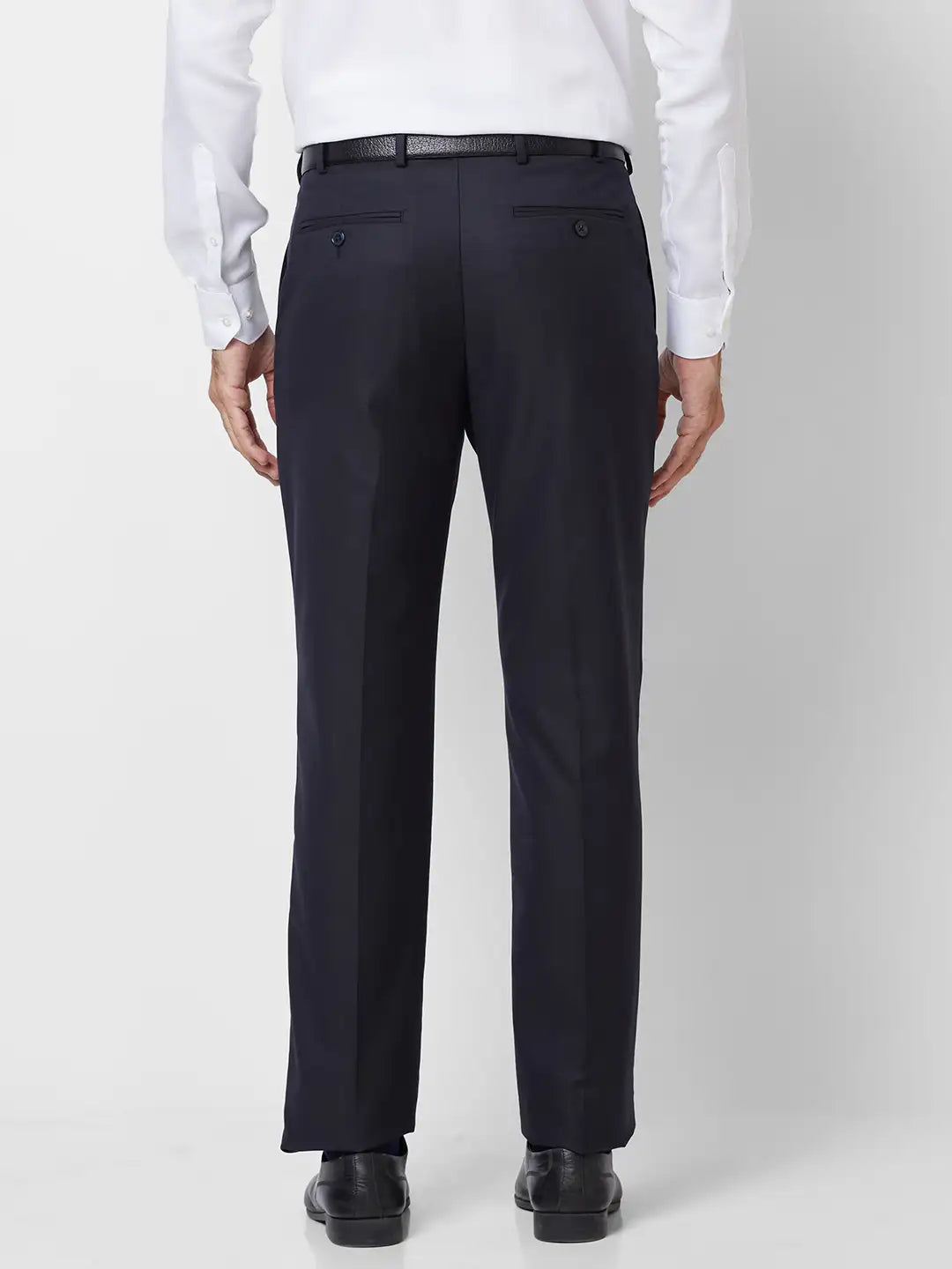 Park Avenue Men Black Smart Fit Solid Cotton Trousers