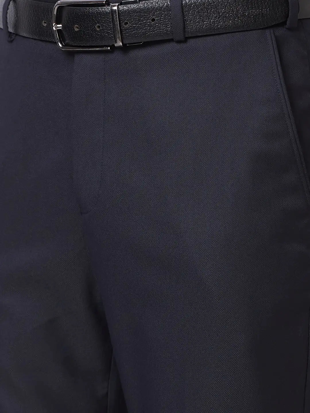 Park Avenue Men Black Smart Fit Solid Cotton Trousers