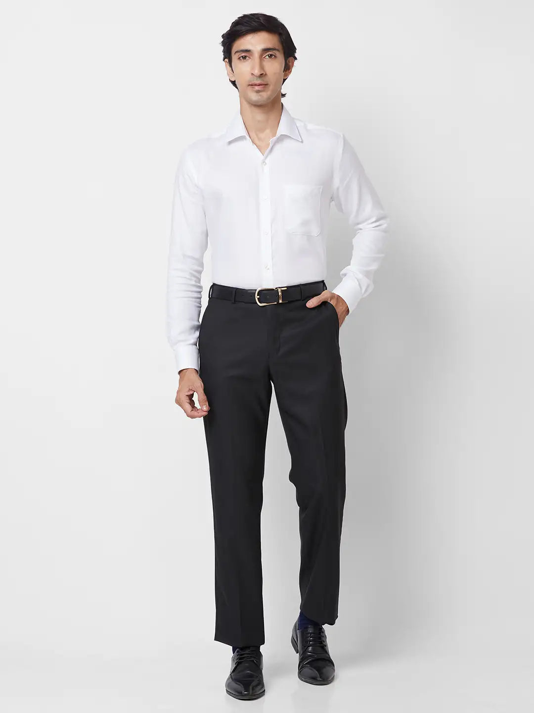 Park Avenue Men Brown Smart Fit Solid Cotton Trousers