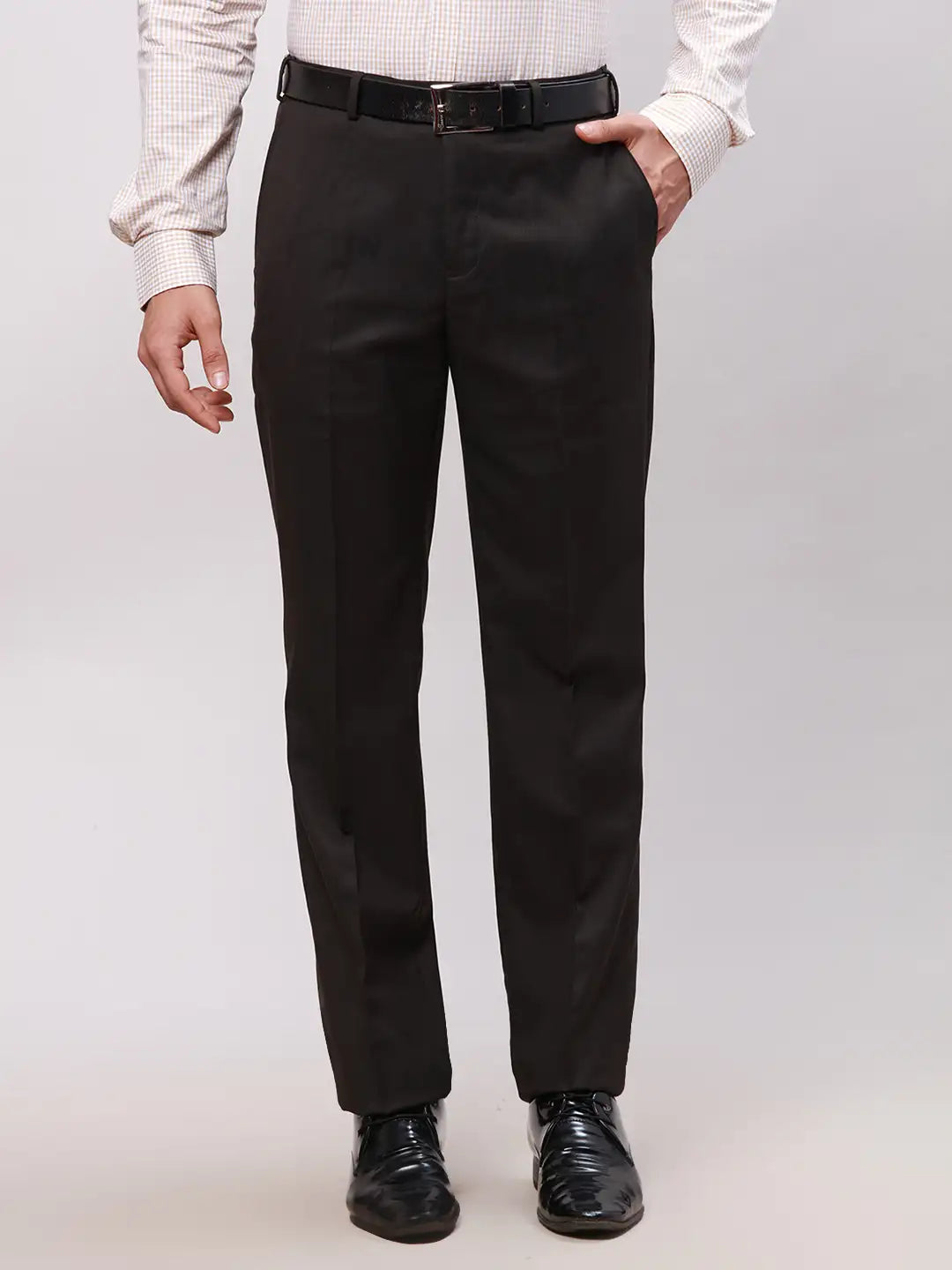 Park Avenue Men Blue Smart Fit Solid Cotton Trousers