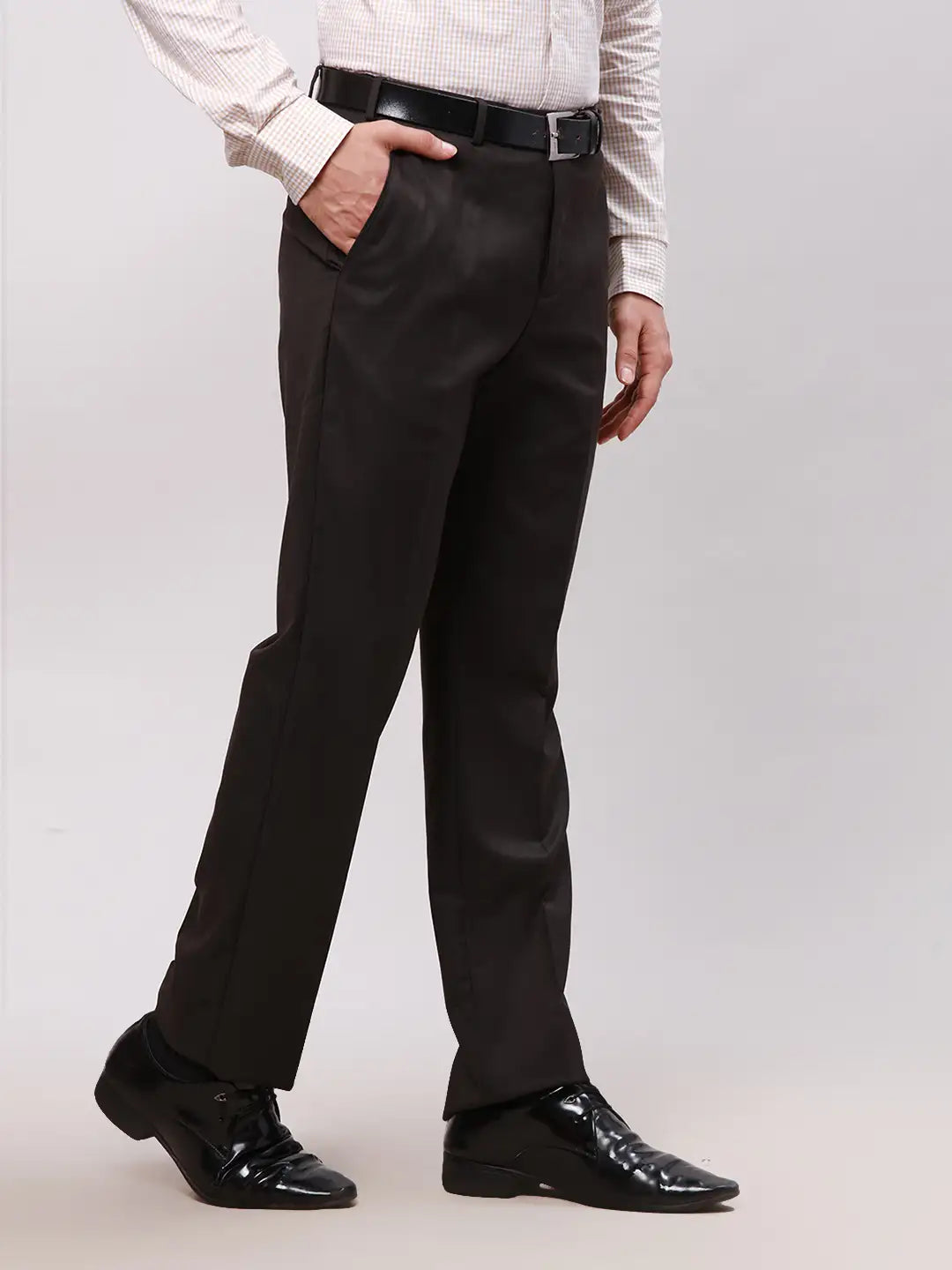 Park Avenue Men Blue Smart Fit Solid Cotton Trousers