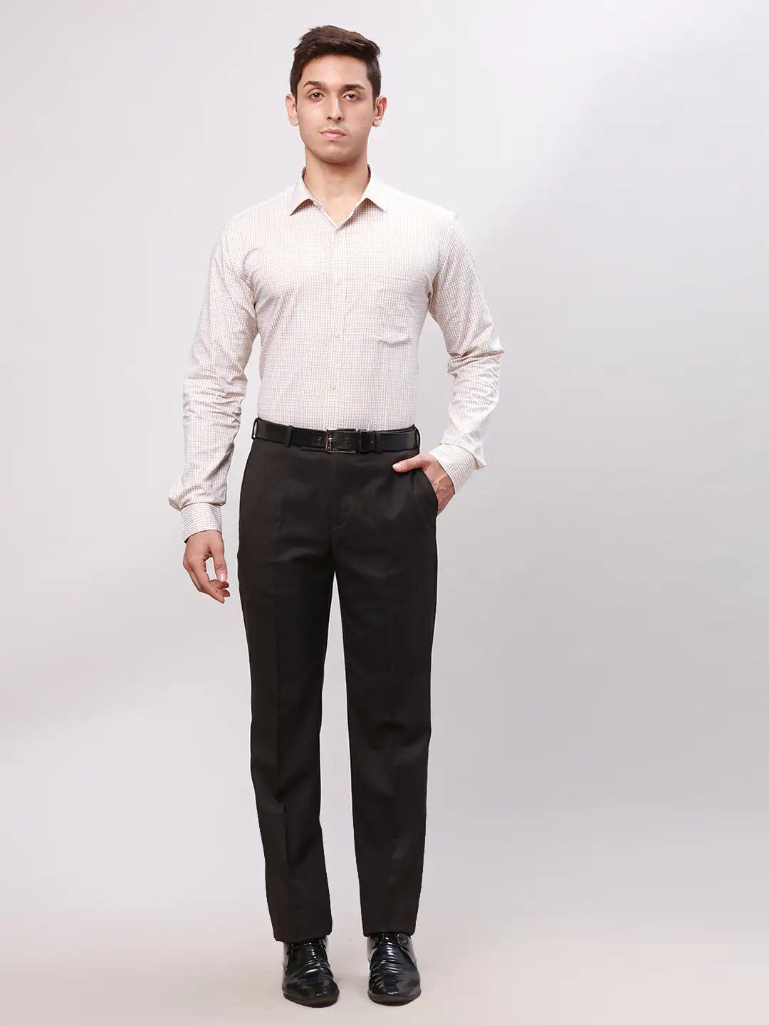 Park Avenue Men Blue Smart Fit Solid Cotton Trousers
