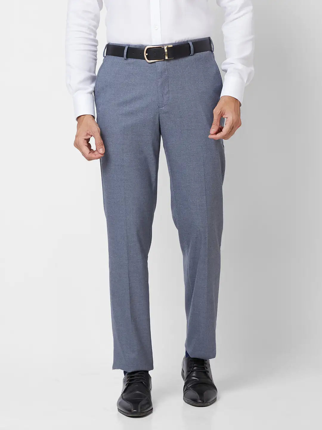 Park Avenue Men Violet Smart Fit Structure Cotton Trousers