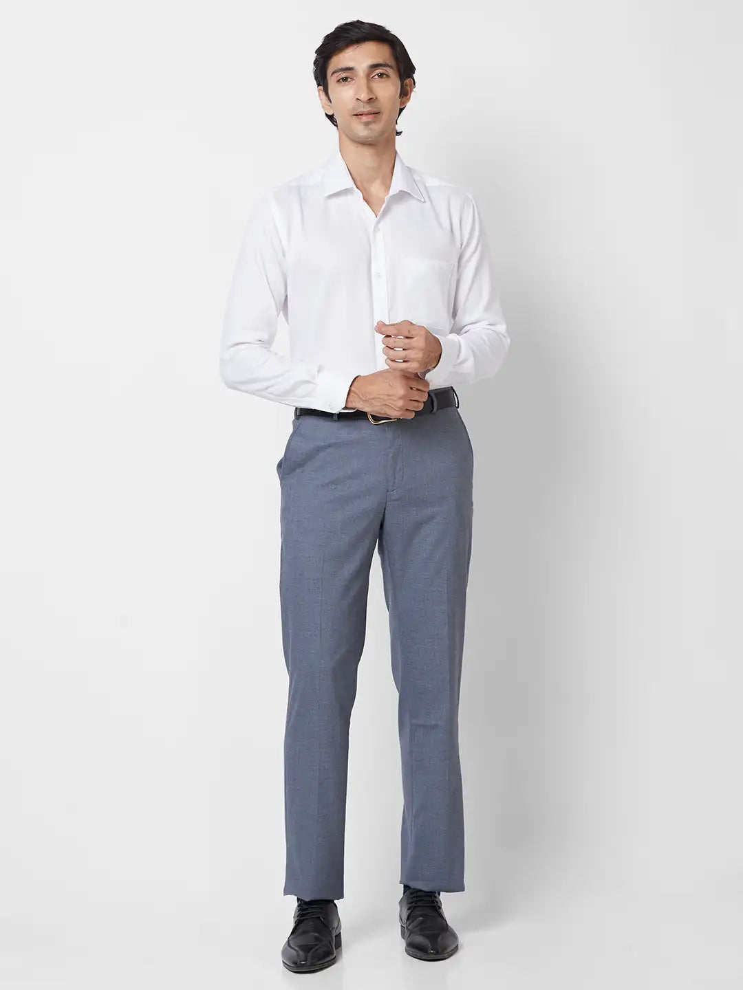 Park Avenue Men Violet Smart Fit Structure Cotton Trousers