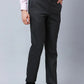 Park Avenue Men Grey Structure Smart Fit Polyester Blend Trouser