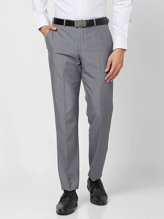 Park Avenue Men Blue Structure Smart Fit Polyester Blend Trouser