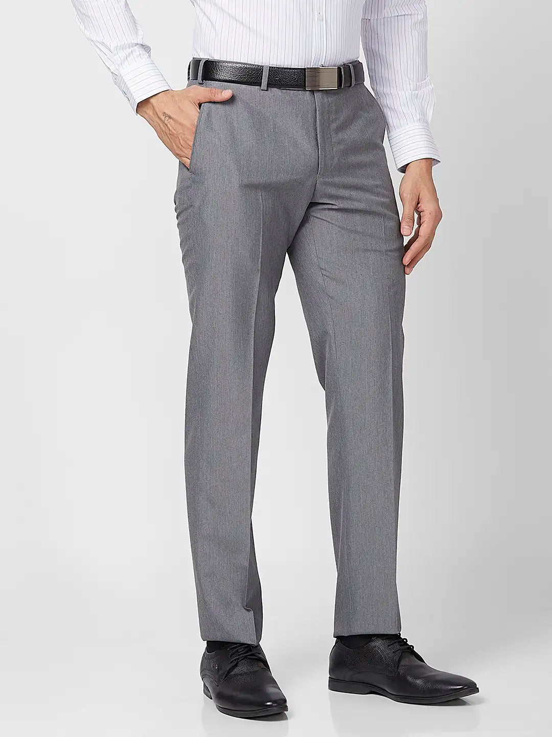 Park Avenue Men Blue Structure Smart Fit Polyester Blend Trouser