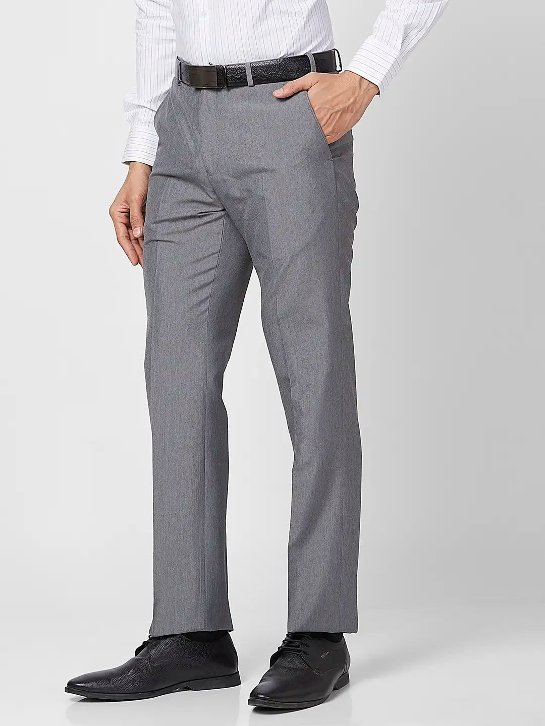 Park Avenue Men Blue Structure Smart Fit Polyester Blend Trouser