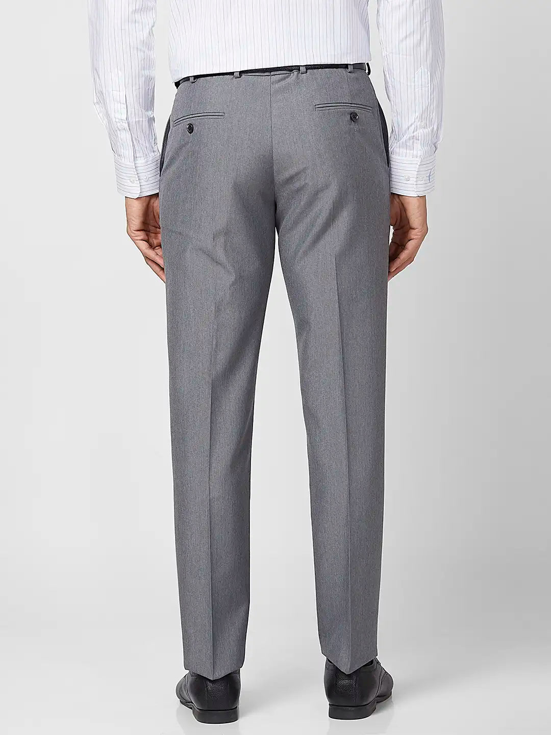 Park Avenue Men Blue Structure Smart Fit Polyester Blend Trouser