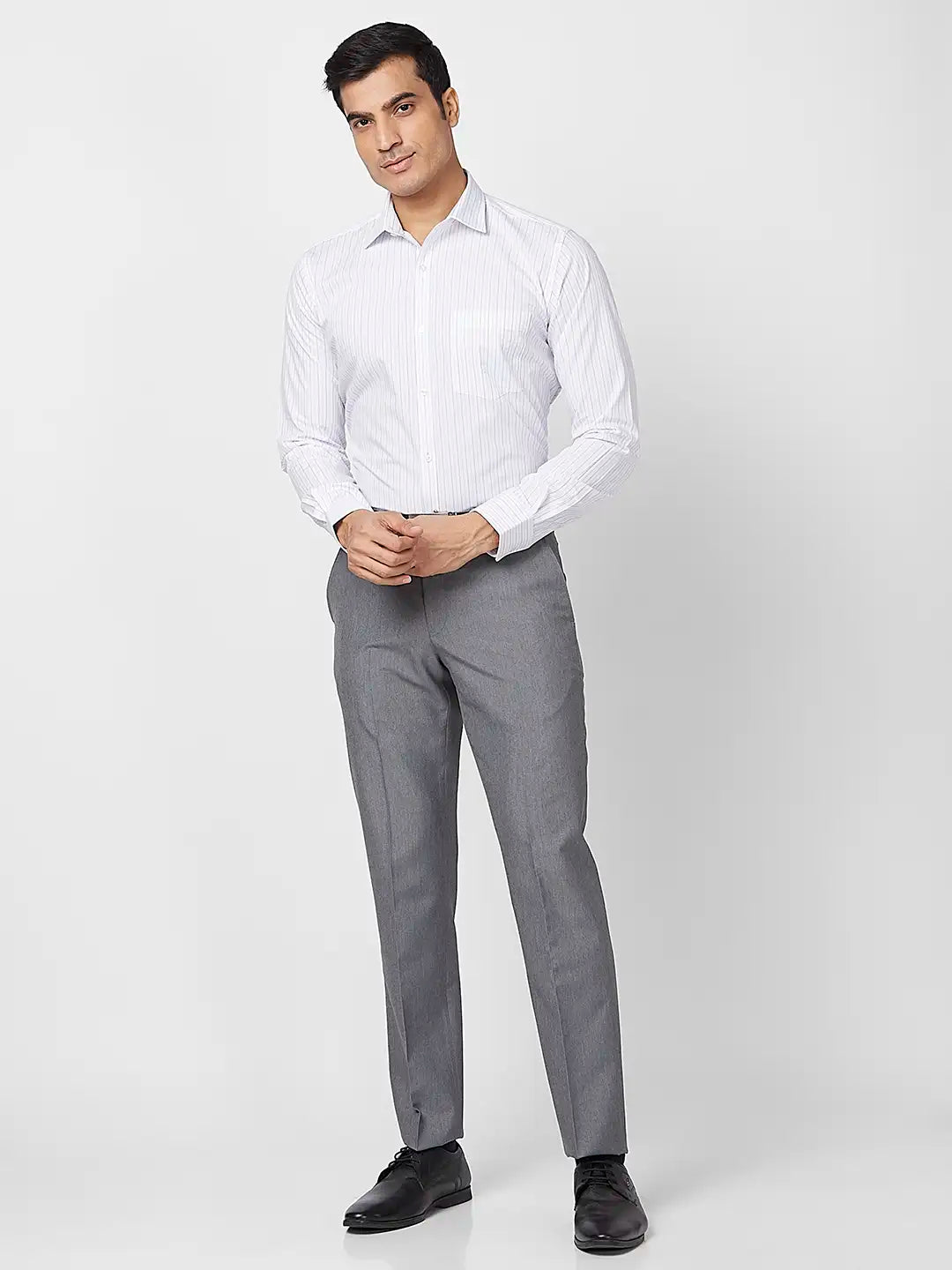Park Avenue Men Blue Structure Smart Fit Polyester Blend Trouser