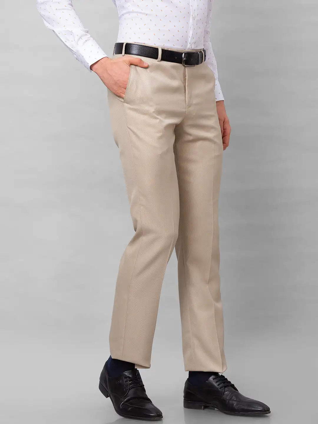 Park Avenue Men Blue Checks Smart Fit Polyester Blend Trousers