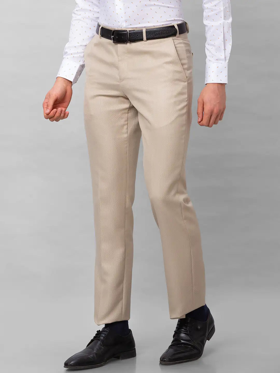 Park Avenue Men Blue Checks Smart Fit Polyester Blend Trousers