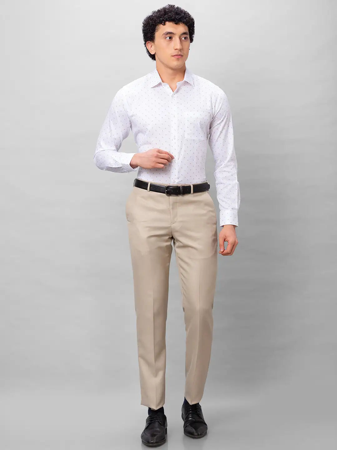 Park Avenue Men Blue Checks Smart Fit Polyester Blend Trousers