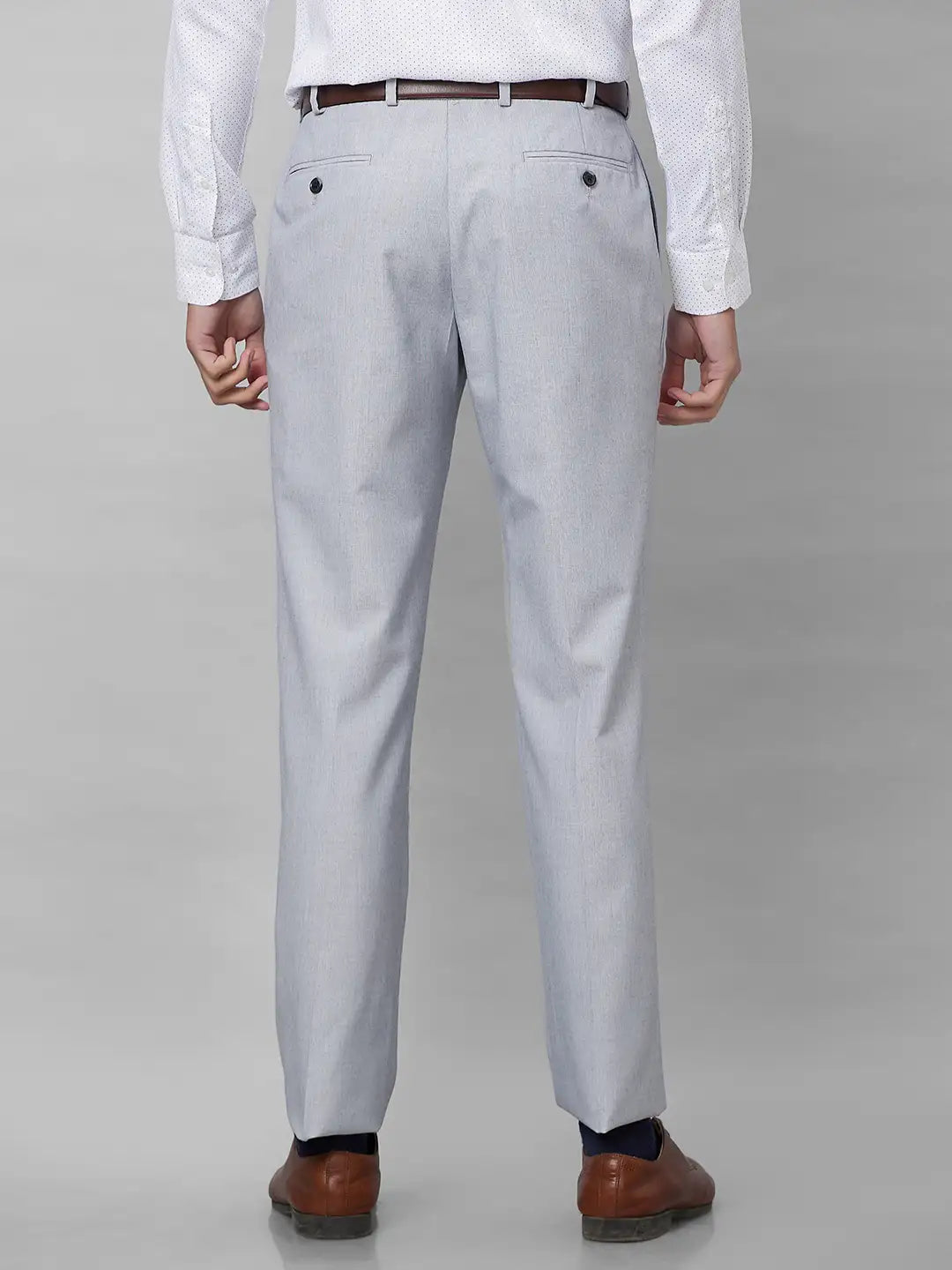 Park Avenue Men Grey Stripe Smart Fit Polyester Blend Trousers – MyRaymond