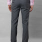 Park Avenue Men Grey Stripe Smart Fit Polyester Blend Trousers