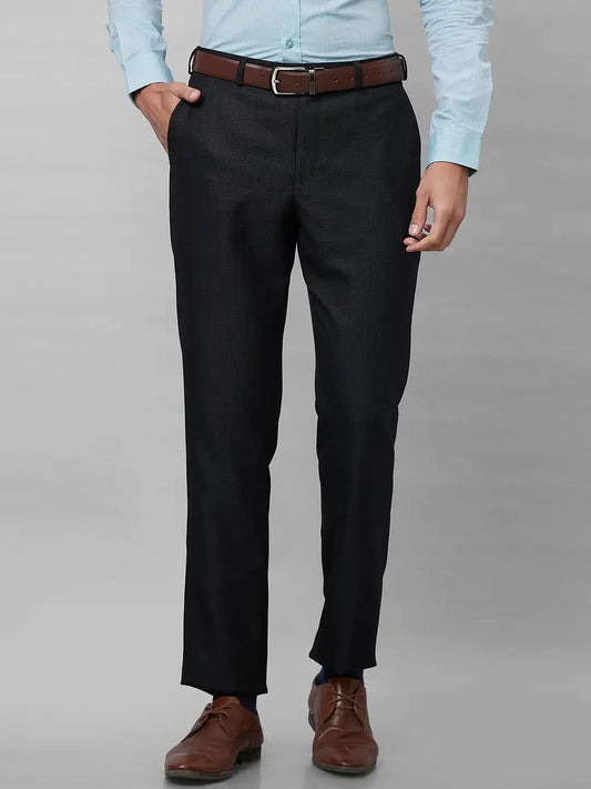 Park Avenue Men Brown Structure Smart Fit Polyester Blend Trousers