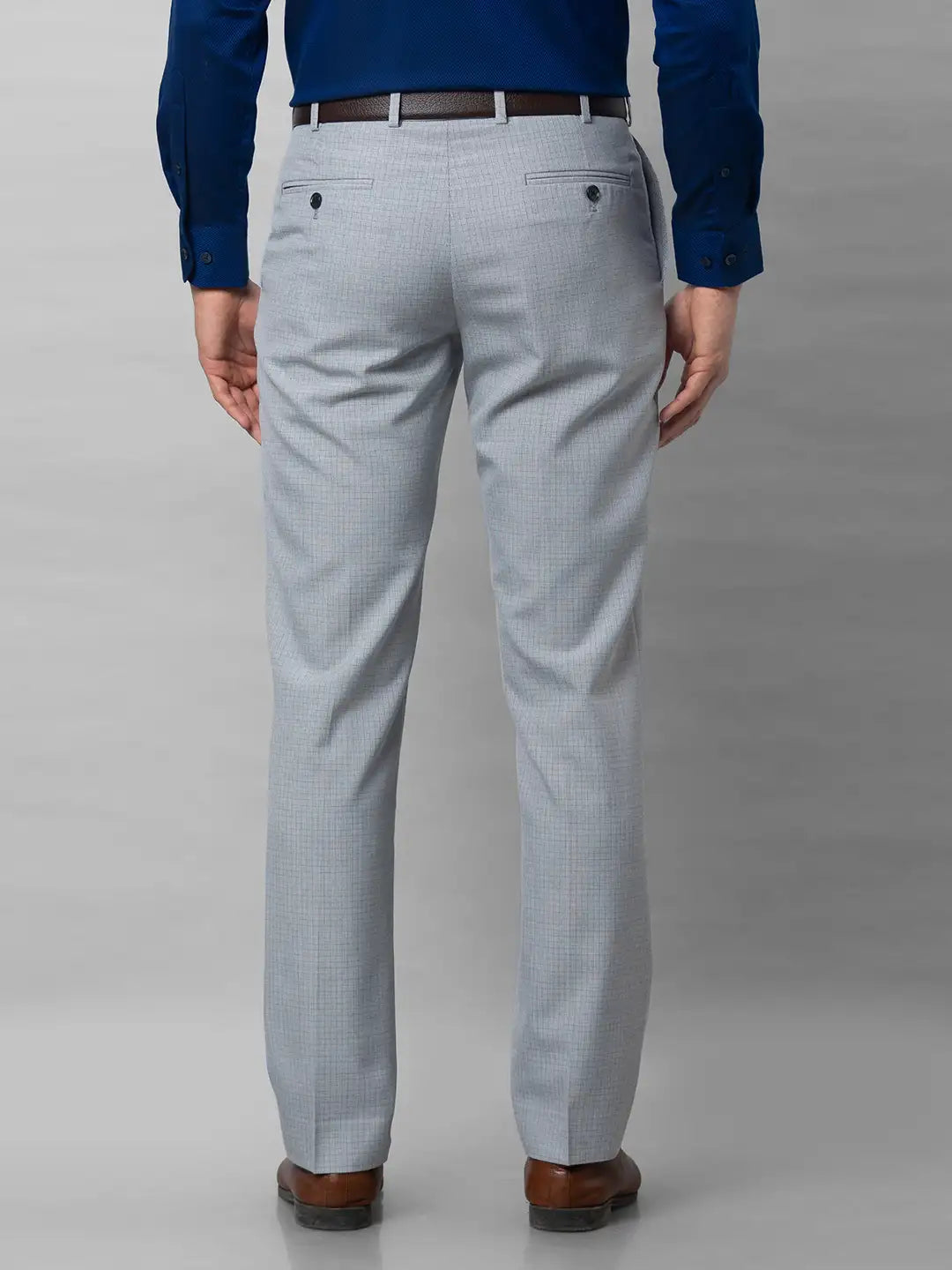 Park Avenue Men Black Plain Smart Fit Polyester Blend Trousers