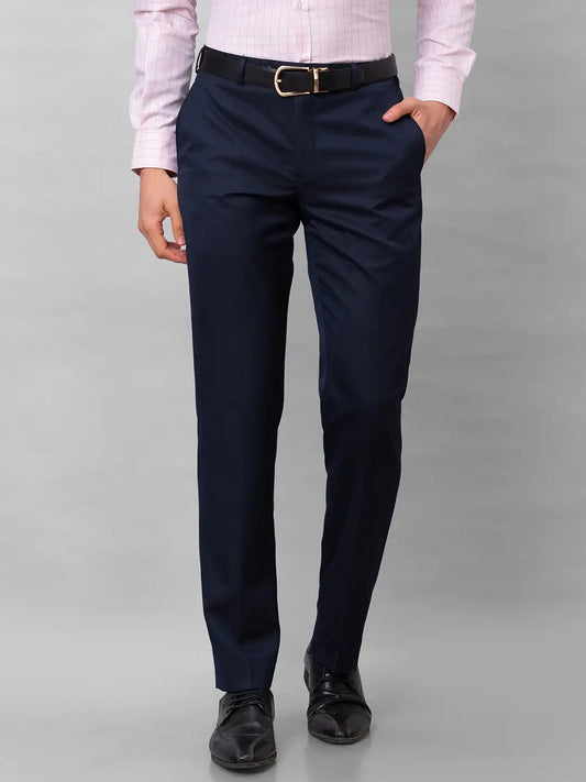 Park Avenue Men Fawn Structure Smart Fit Polyester Blend Trousers